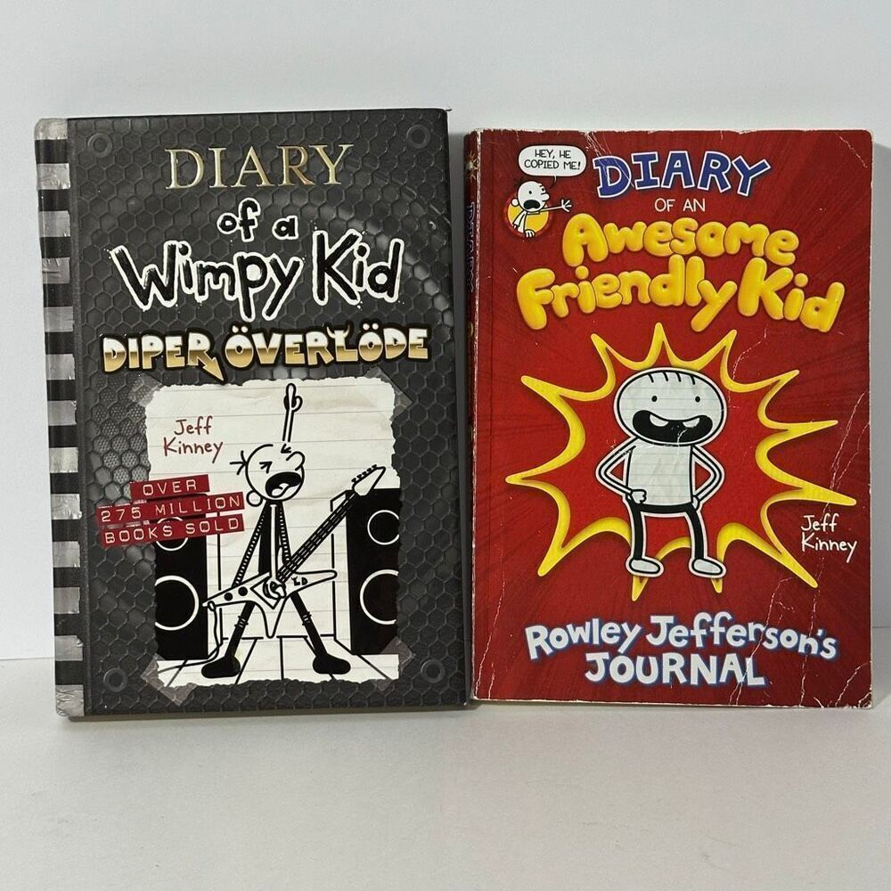 Diary of a Wimpy Kid Diper Overlode/Diary of an Awesome Friendly Kid Book Lot of